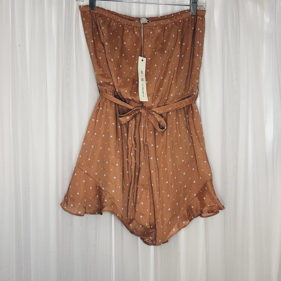 She + Sky Pants - She + Sky Brown Polka Dot Romper